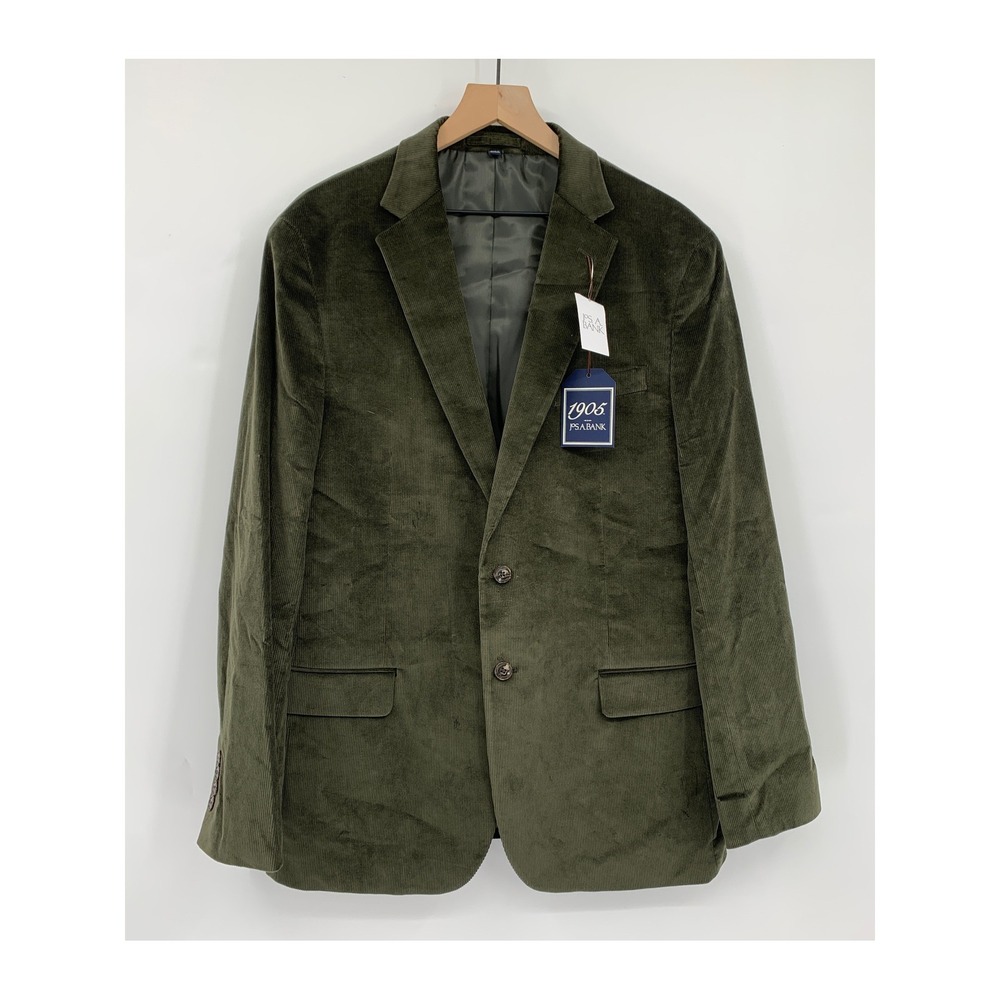 Jos A Bank Corduroy Blazer Mens 44L Green Tailored Fit Holiday Christmas NEW